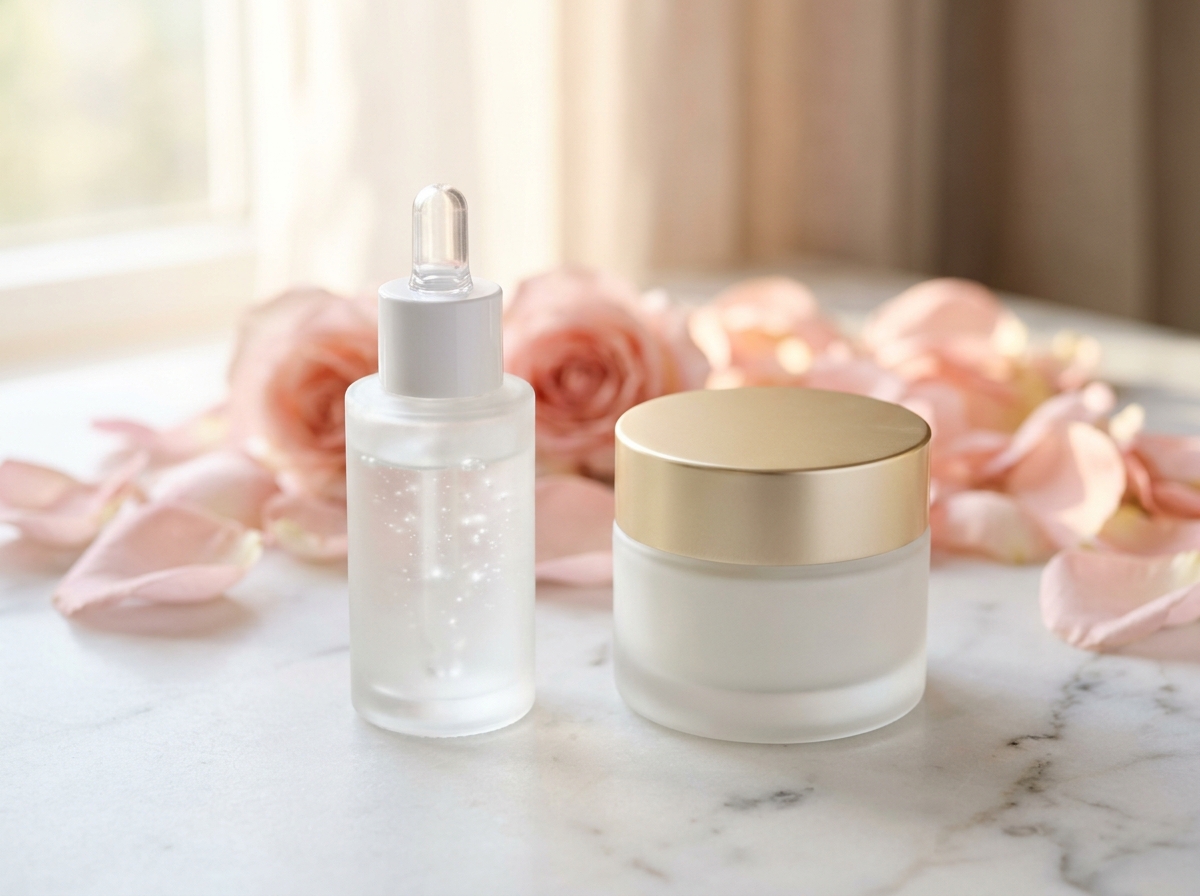 Skincare category featuring serums, creams, and gentle facial treatments